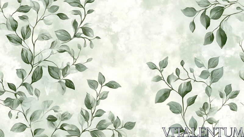 Soft green foliage drifts across a tranquil watercolor field