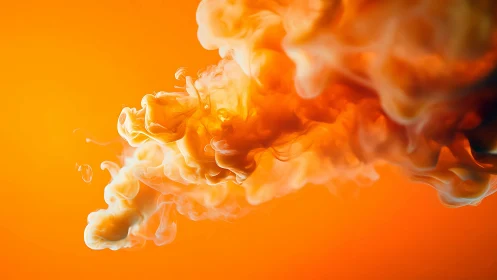 Photorealistic orange ink cloud with high-key gradient field.