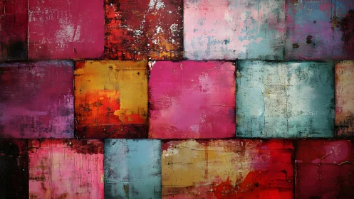Colorful abstract textured blocks in modern art style painting.