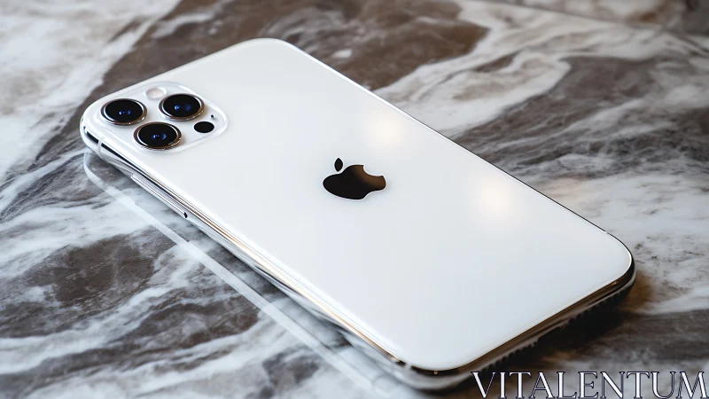 iPhone 12 Pro in White on Marble Surface.