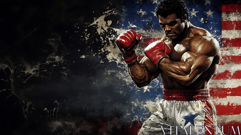 Heavyweight Boxing Champion Portrait with American Patriotic Aesthetic.