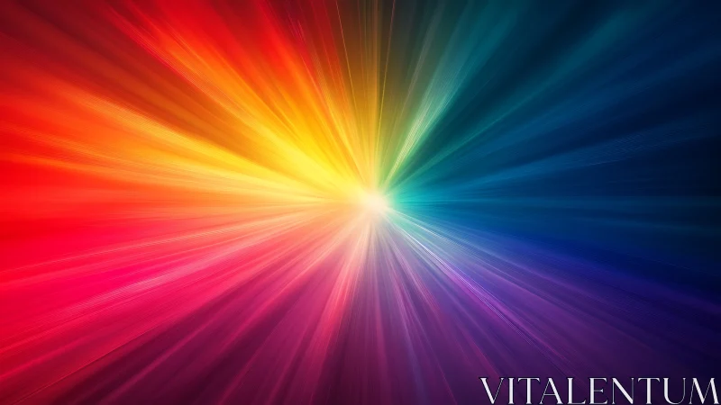 Radiant rainbow light bursts outward in a vivid cosmic bloom
