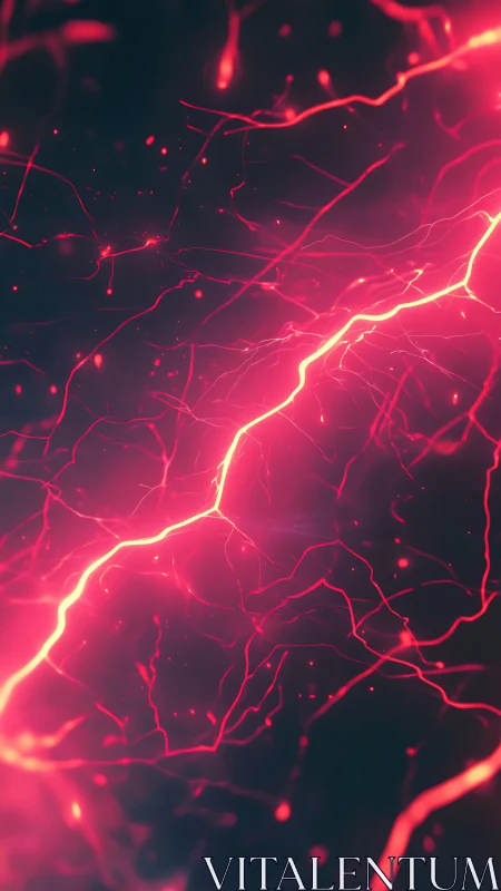 Red electric discharge with branching filament patterns.