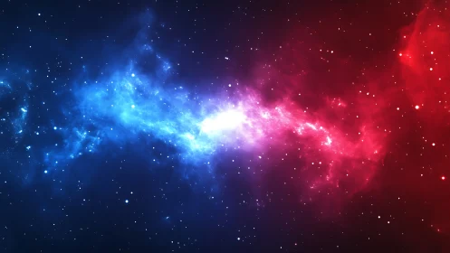 Bipolar red and blue nebula structure in deep star field.