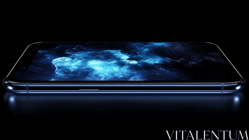 Glass horizon cradles a glowing nebula inside a smartphone