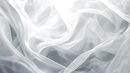 Flowing White Sheer Fabric Abstract Art with Soft Light.