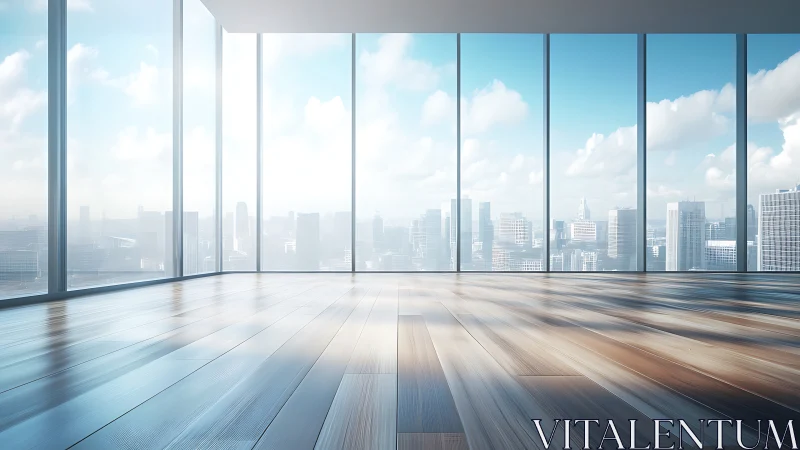 Sunlit city loft with wide windows and polished floors.