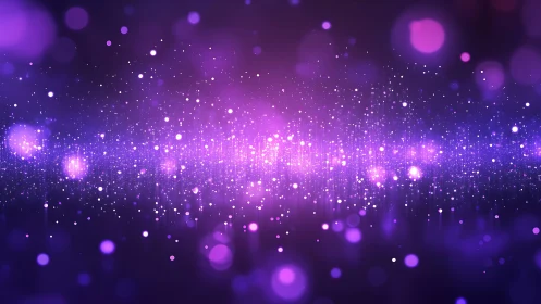 Abstract purple bokeh lights with sparkling particles on a digital background.
