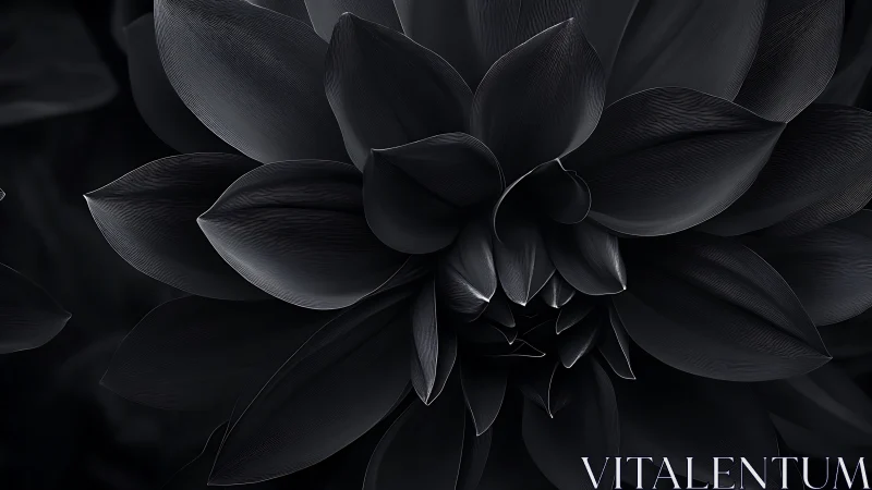 High-contrast black succulent rosette with dramatic rim lighting and volumetric depth.