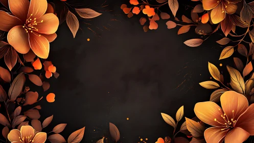 Golden Blooms Ignite: Luminous Florals Dance Across Twilight Canvas