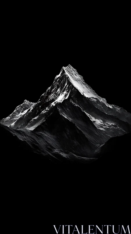 Stark mountain peak rises in quiet contrast against night sky