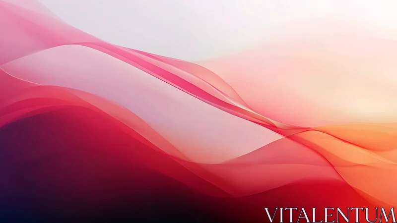 Flowing crimson waves over luminous pastel horizon.