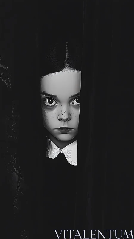 Elongated Face Portrait. Monochromatic Surrealist Study.