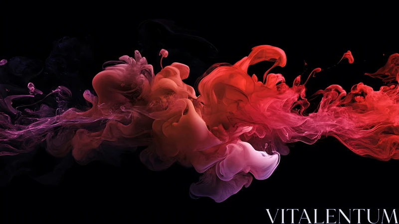 Red and pink ink diffusion forms fluid abstract clouds.