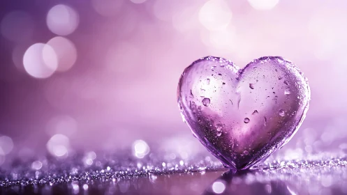 Crystalline Heart Form in Violet Bokeh Environment.