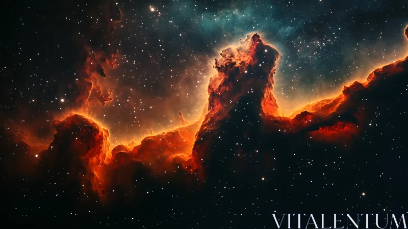 Starlit nebula ridges igniting cosmic fire along the void.