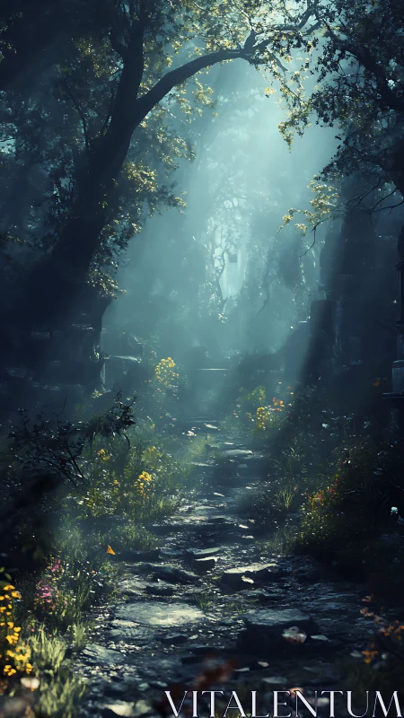 Mystical Forest Path Through Ethereal Woodland Archway