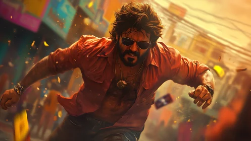 Sunset-scorched street turns into a sprinting hero’s runway