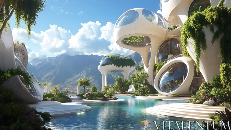 Futuristic Mountain Resort: Organic Architecture with Sustainable Integration.