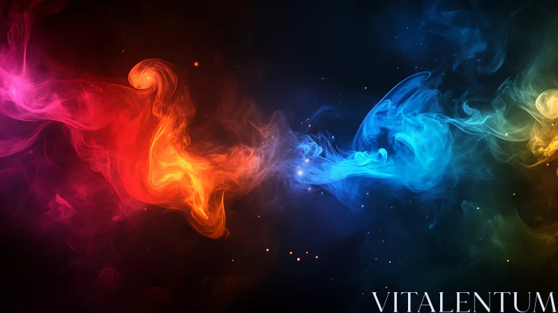 Chromatic plasma vortices in dynamic collision field simulation.