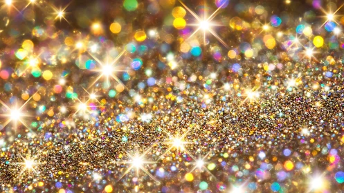 Shimmering golden glitter sparkles with joyful festive light