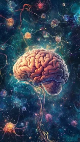 Luminous human brain with neural network in cosmic abstraction