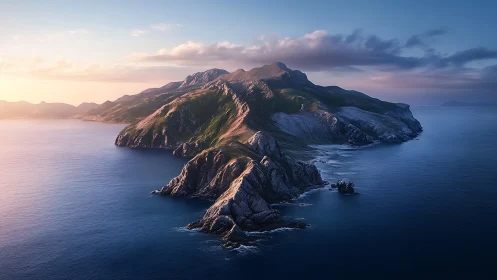 Rugged Isles Emerge from Azure Waters at Dawn.