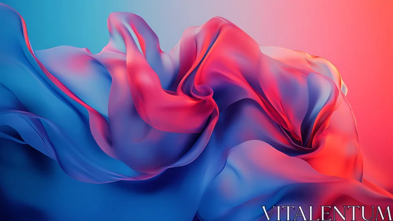 Bicolor fluid drapery forms luminous abstract gradient folds.