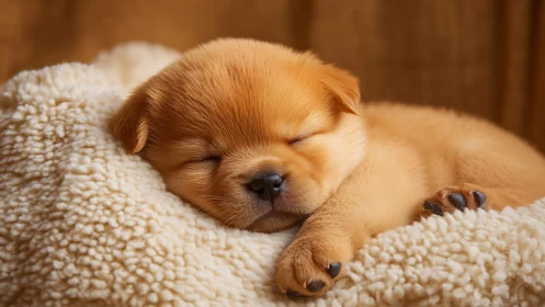 Velvety puppy dreams curled in a cloud of creamy fleece.