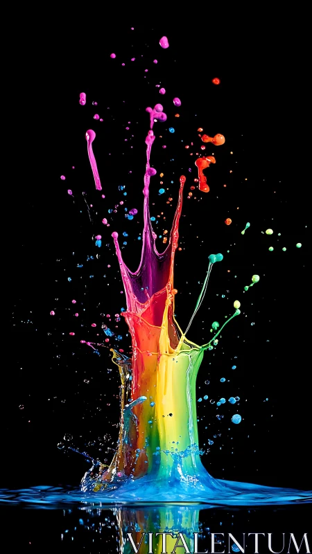 Color splash symphony leaping from inky midnight water.