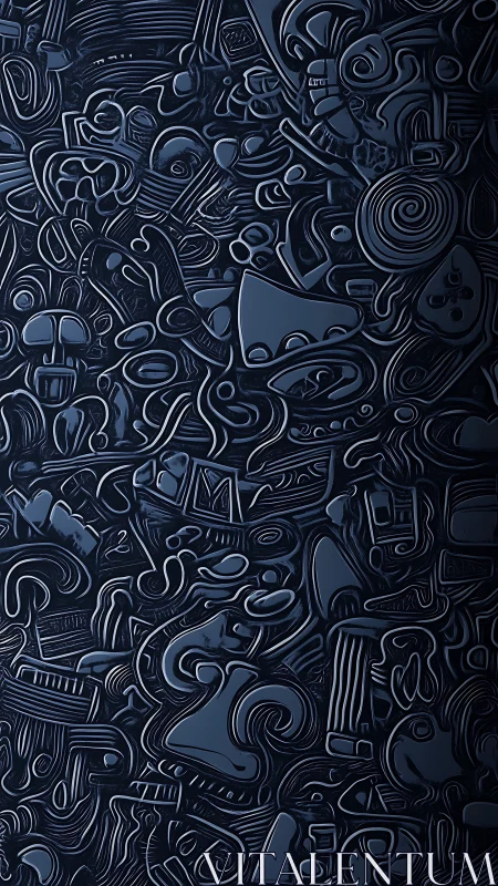 Dense dark abstract relief pattern with curved line motifs.