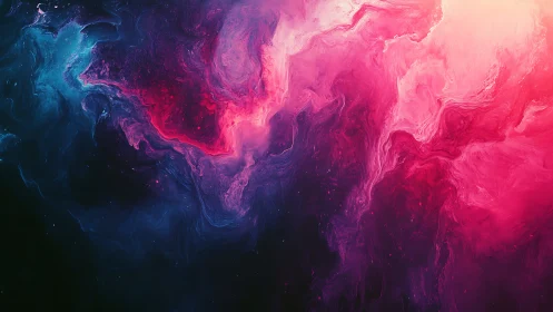 Digital nebula structure occupies frame with gradient colors