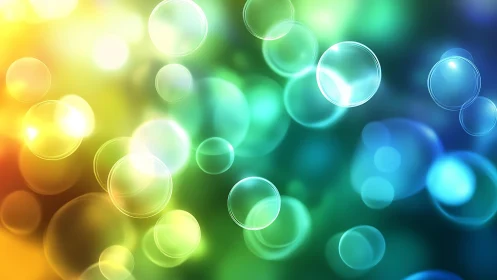 Colorful abstract bokeh bubbles with vibrant gradient background.