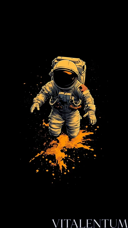 Cosmic painter astronaut splashes neon stardust in orbit