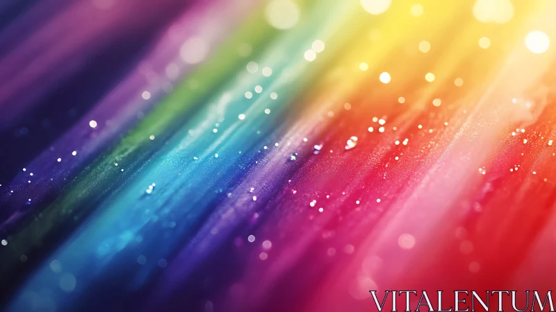 Colorful diagonal light streaks with soft glowing particles.