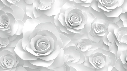 Monochromatic Layered Rose Composition: Three-Dimensional Sculptural Floral Rendering