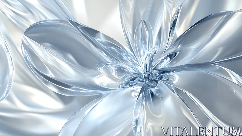 Chrome glass flower abstraction in cool metallic light.