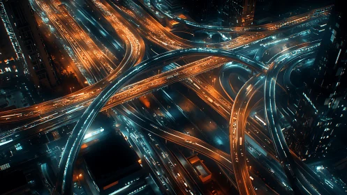 Neon-knotted highways weaving a cybernetic night spell.