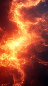 Luminous energy plasma with flowing yellow-orange flames