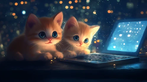 Curious Kittens Discovering the Digital World Together.