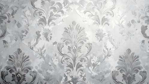 Silver damask flourishes drift across misted daylight walls.