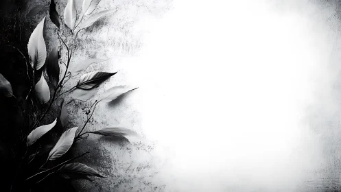 Monochrome foliage on textured gradient background field.
