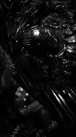 Obsidian abstract 3D structure with flowing reflective shards.