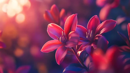 Radiant Pink Petals in Chromatic Bokeh Illumination.