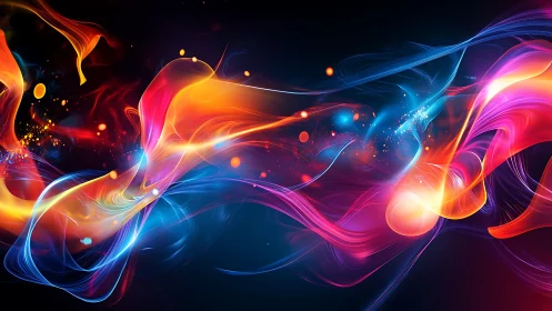 Colorful light rivers swirl through a dreamy cosmic night.