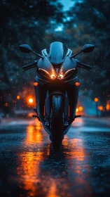 Midnight rain racer crowned in neon streetlight fire.