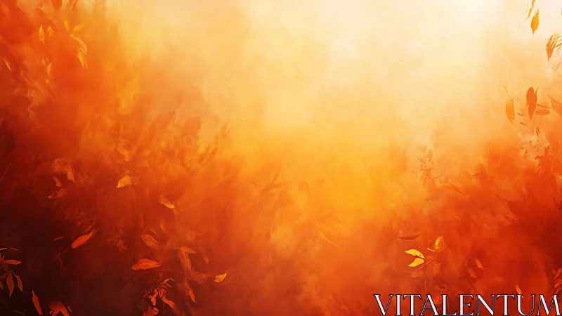 Autumn's Fiery Crescendo Burning Through Misty Light