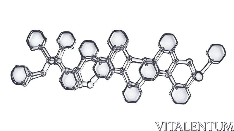 Transparent molecular structure illustration in modern 3D style.