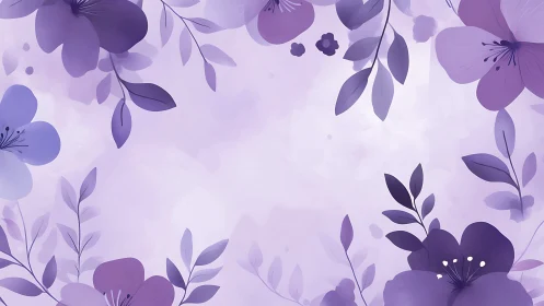 Purple Floral Composition with Layered Botanical Elements.