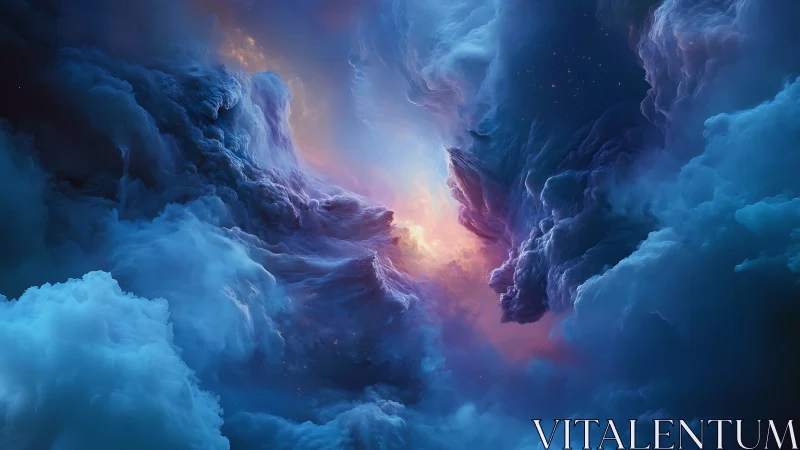 Vivid swirling nebula clouds around glowing cosmic core.